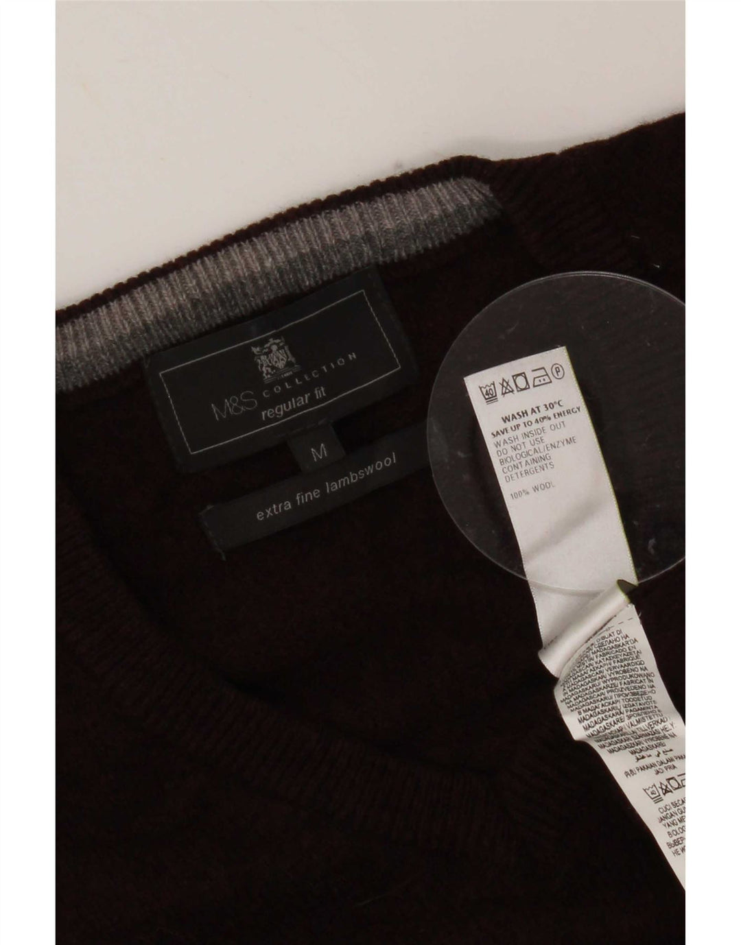 Marks & Spencer Mens Regular Fit Vest Tank Top Lână Burgundy Mediu