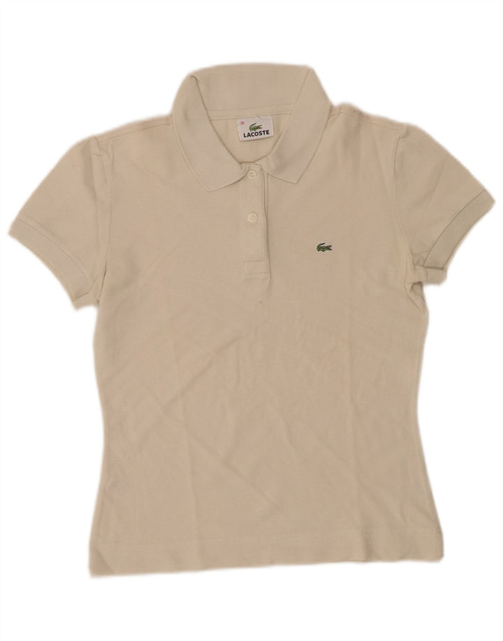 Tricou polo LACOSTE pentru dama marimea 38 bumbac alb mediu