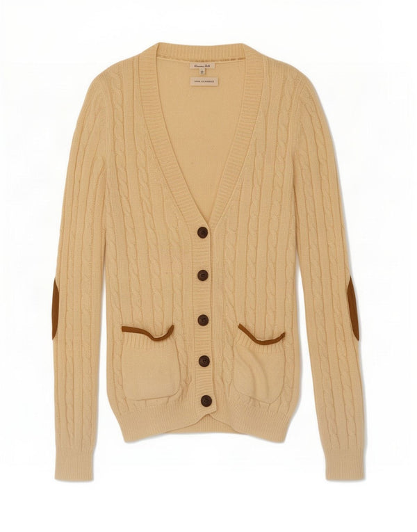 Pulover cardigan pentru femei Massimo Dutti UK 14 Lână mare bej