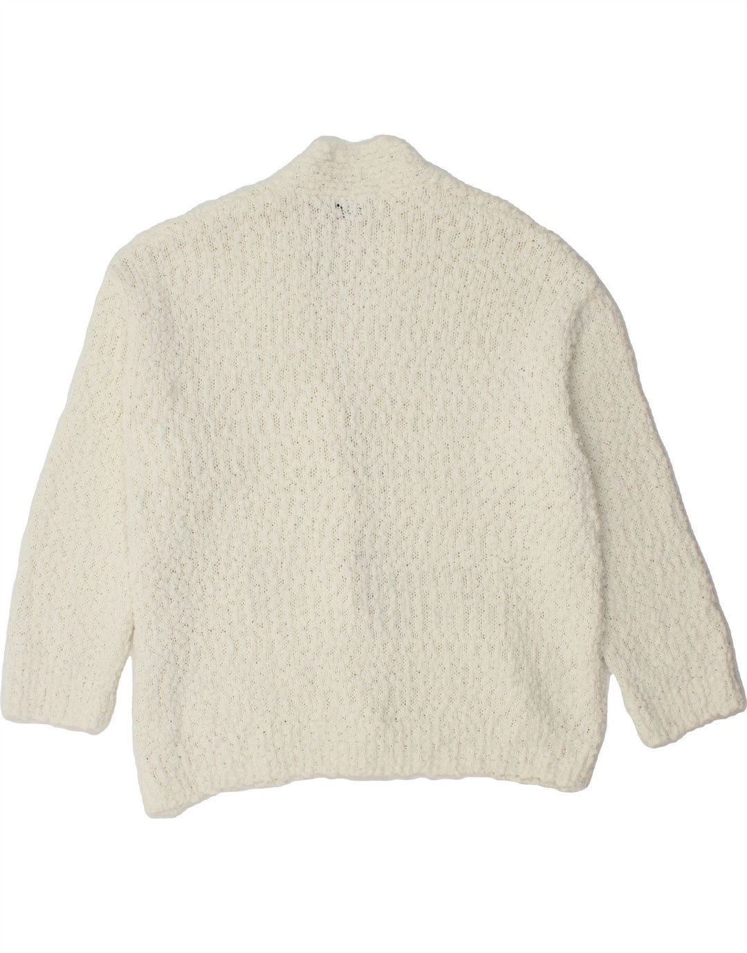 ZARA Womens 3/4 Sleeve Cardigan Sweater UK 14 Medium Off White Polyester Vintage Zara and Second-Hand Zara from Messina Hembry 