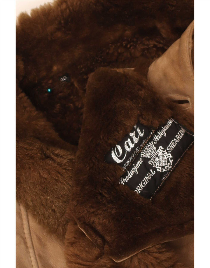 Pardesiu din shearling vintage pentru bărbați IT 48 Bej mediu