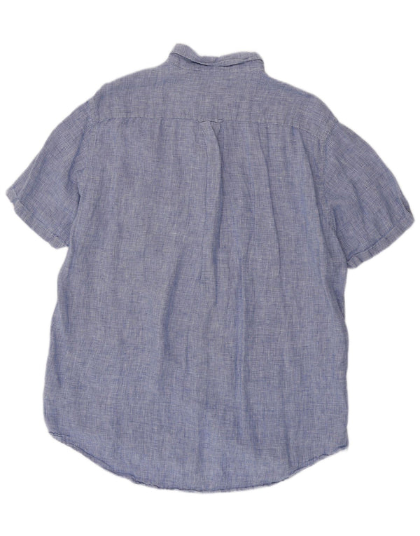 Cămașă cu mânecă scurtă GANT pentru bărbați, cu tăiere obișnuită, mărimea 45/46 2XL, picior de găină albastru