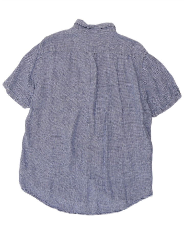 Cămașă cu mânecă scurtă GANT pentru bărbați, cu tăiere obișnuită, mărimea 45/46 2XL, picior de găină albastru