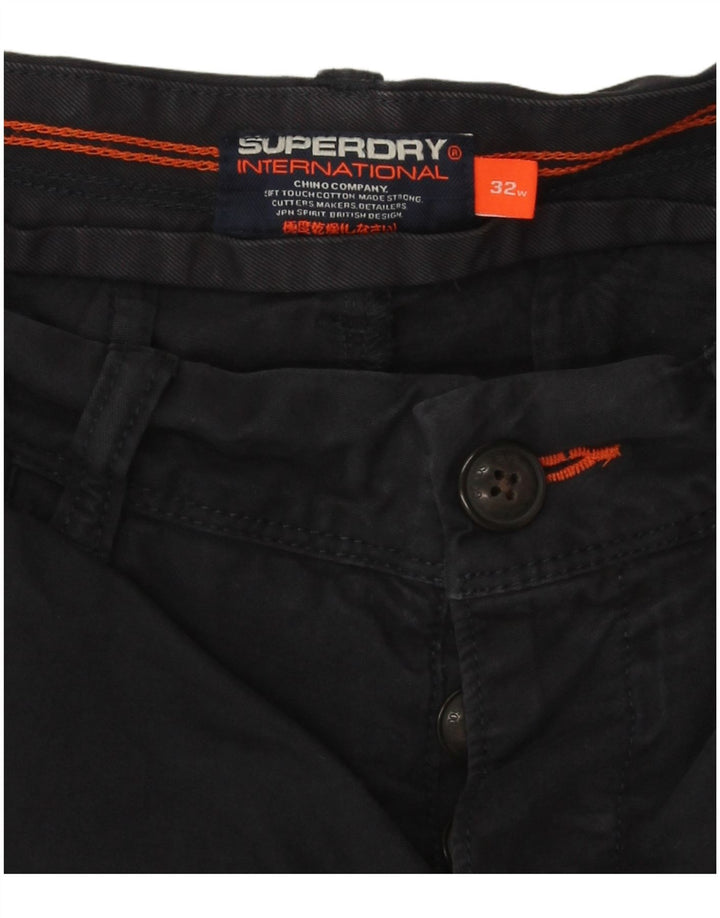Pantaloni scurți chino pentru bărbați Superdry W32, bumbac, albastru bleumarin mediu