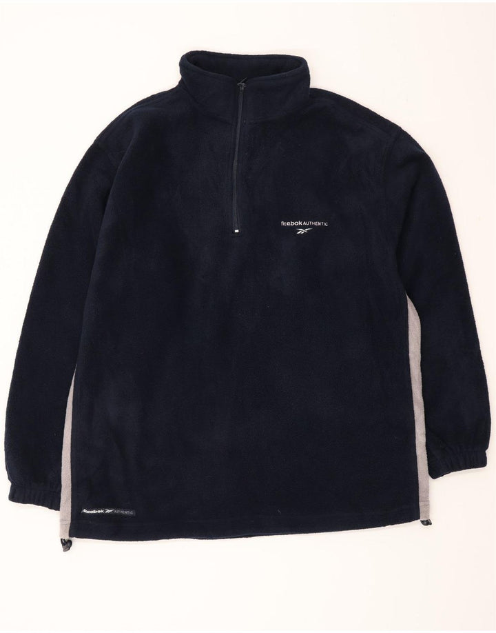 Jumper Reebok pentru bărbați, cu fermoar și gât, din fleece, mic, albastru, poliester color bloc