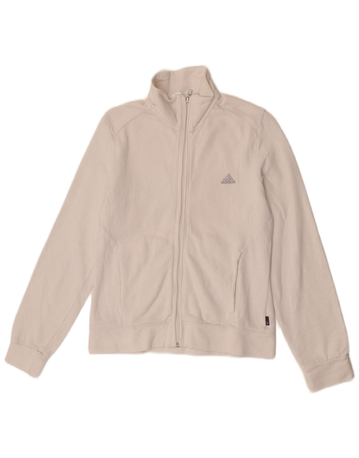 Jachetă de trening pentru femei Adidas UK 12, bumbac alb mediu
