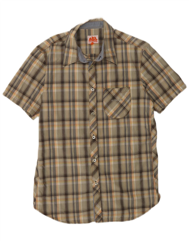Cămașă Sundek cu mânecă scurtă pentru bărbați, bumbac în carouri multicolore