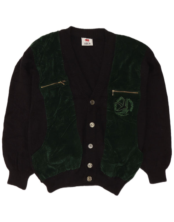 Cardigan Vintage pentru bărbați, XL, negru, bloc de culoare