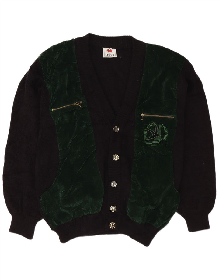 Cardigan Vintage pentru bărbați, XL, negru, bloc de culoare