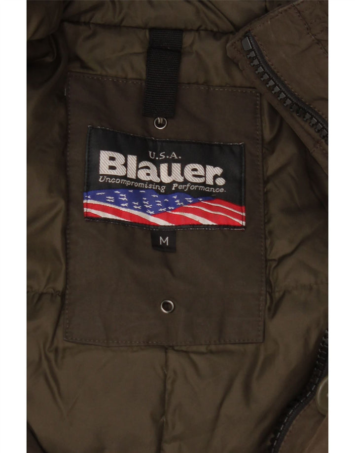 BLAUER Womens Hooded Padded Coat UK 14 Medium Khaki Vintage Blauer and Second-Hand Blauer from Messina Hembry 