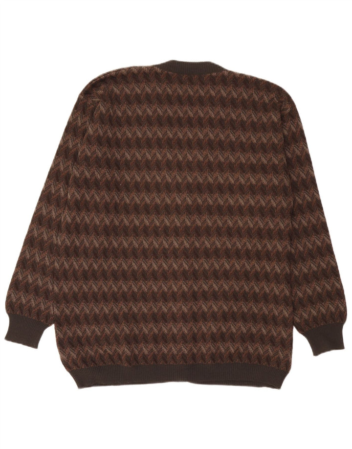 Cardigan pentru bărbați Bernardini Pulover mare maro geometric