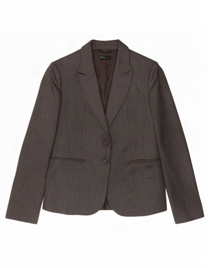 Jachetă Benetton pentru femei, cu 2 nasturi, UK 10, gri, oase mici