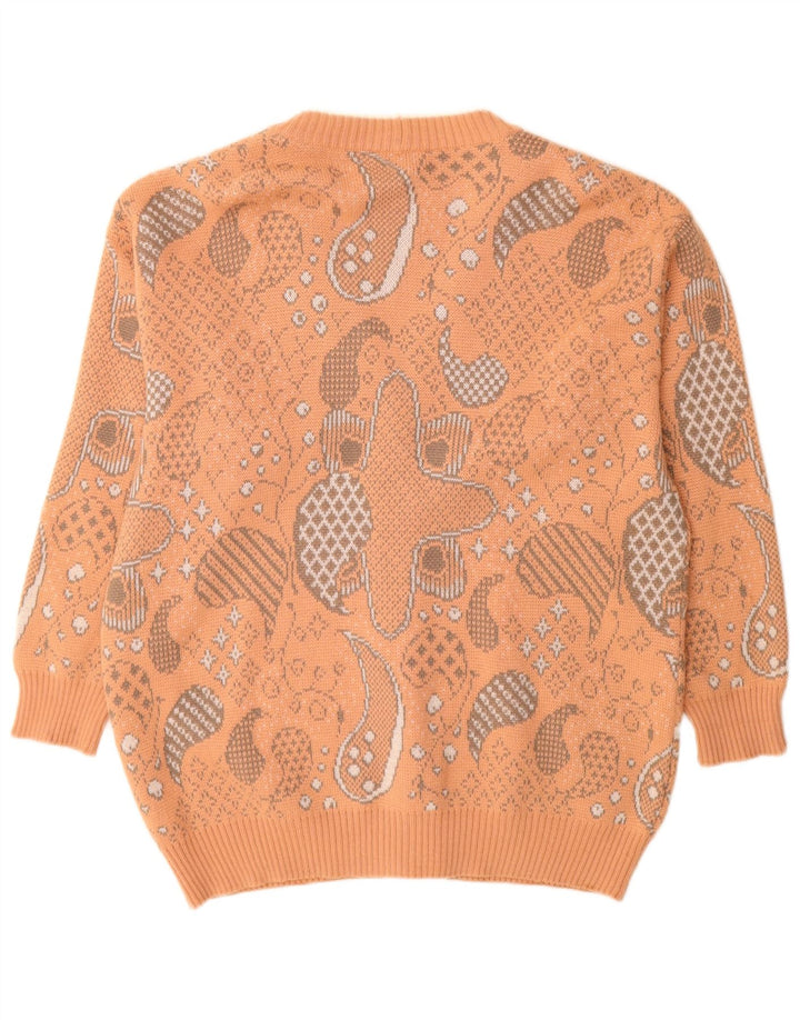 Pulover cardigan pentru femei Rasica EU 44 XL Lână Paisley portocalie