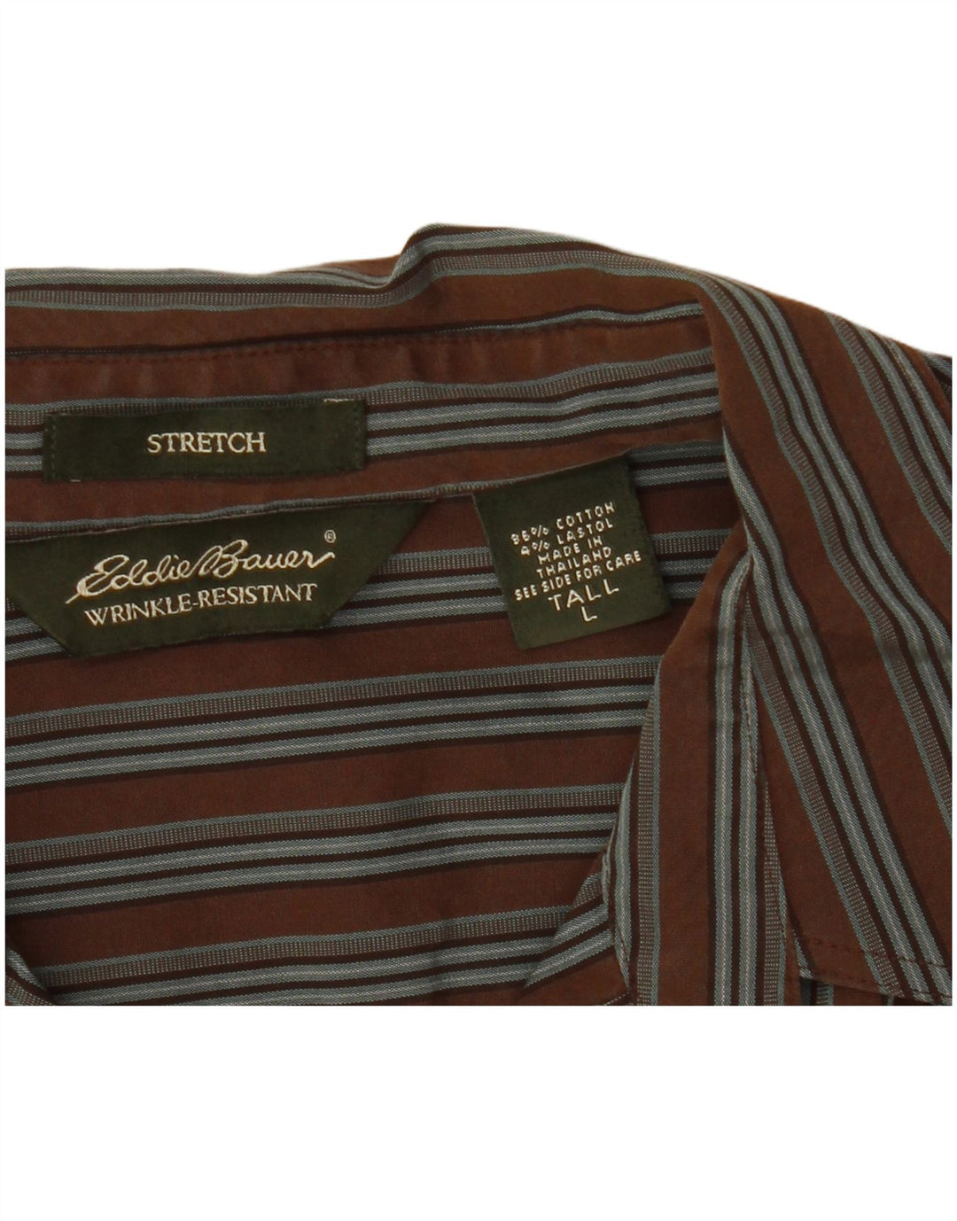 Cămașă înaltă pentru femei Eddie Bauer UK 16 mare bumbac cu dungi maro