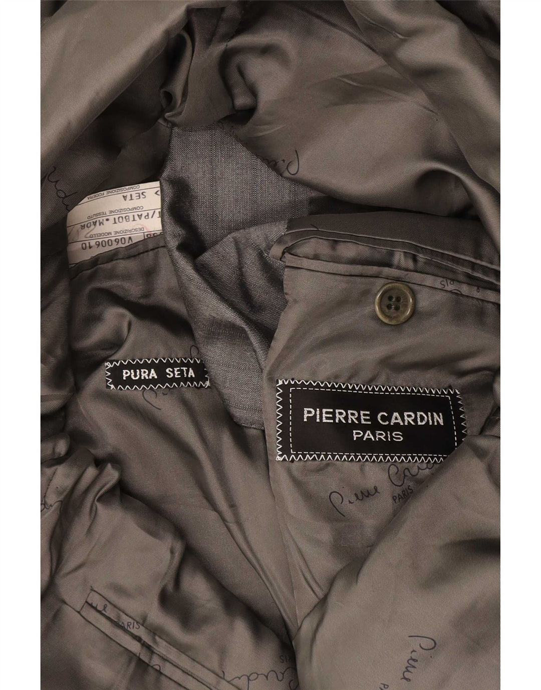 Jachetă Blazer pentru bărbați Pierre Cardin cu 2 nasturi UK 38 Mătase medie cu dungi gri