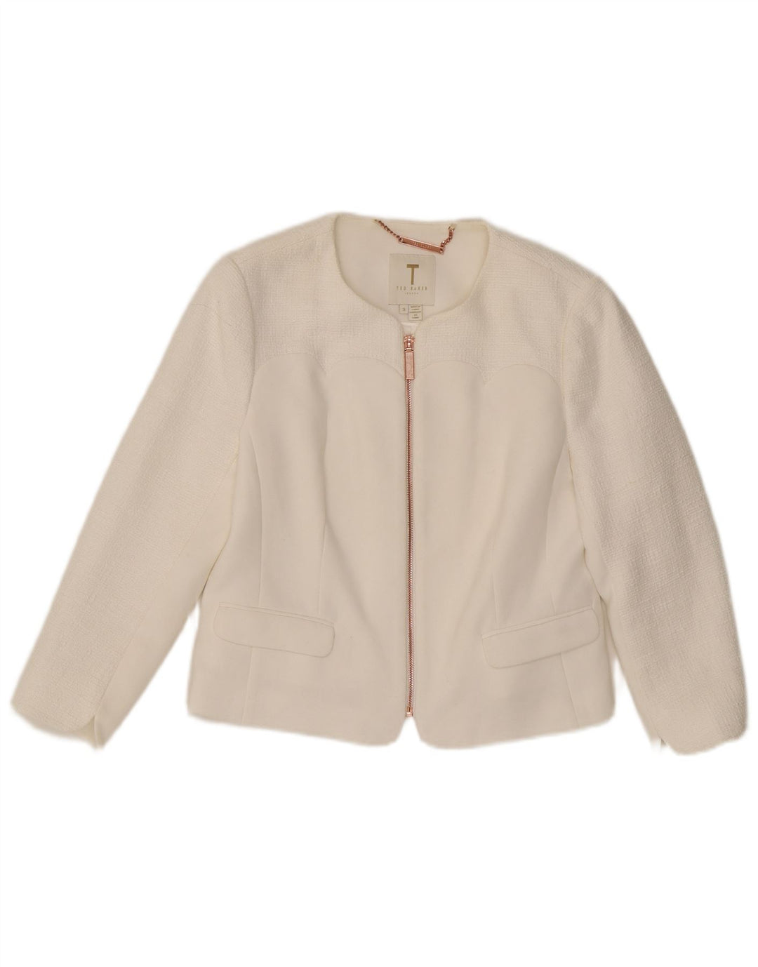 Jachetă Ted Baker pentru femei Crop Blazer Mărimea 3 Poliester alb mediu