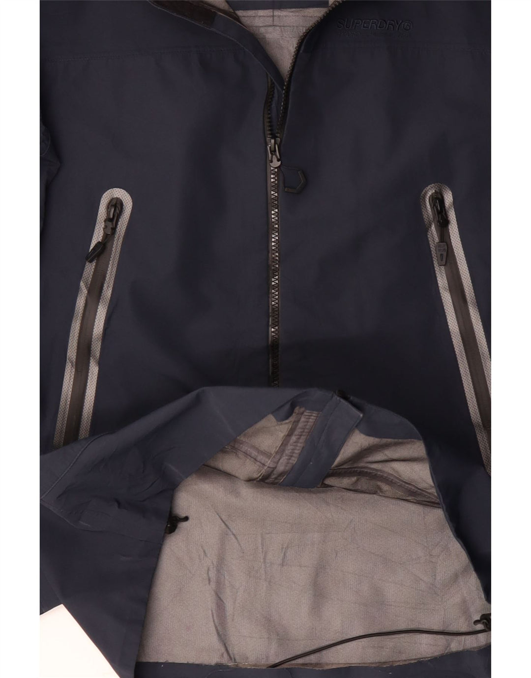 Jachetă impermeabilă cu glugă pentru bărbați SUPERDRY UK 36 Poliester bleumarin mic