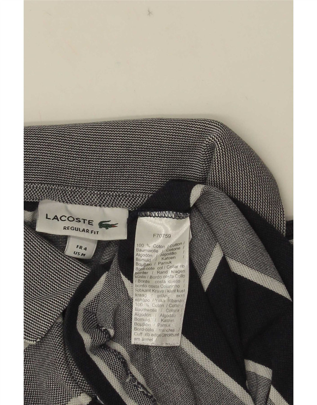 Tricou polo Lacoste pentru bărbați, cu tăiere obișnuită, mărimea 4, medie, bumbac cu dungi albastre