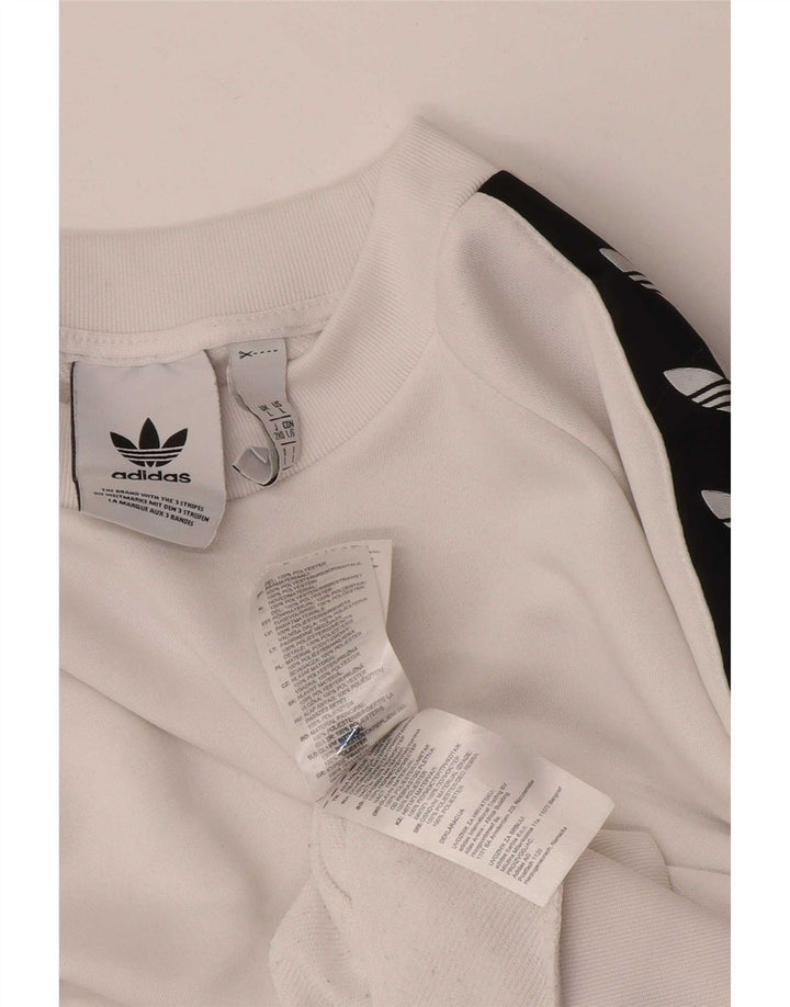 Hanorac grafic pentru bărbați Adidas Pulover mare, alb, din poliester bloc de culoare