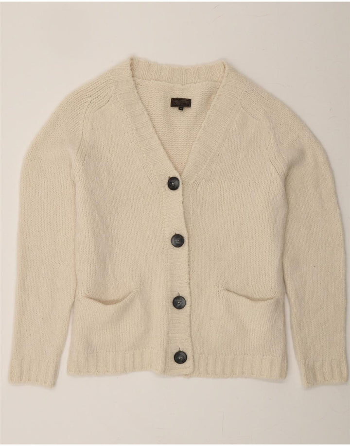 VINTAGE Womens Cardigan Sweater UK 14 Medium White Acrylic Vintage Vintage and Second-Hand Vintage from Messina Hembry 