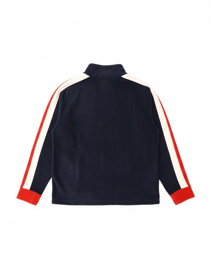 DANILI TREVIGLIANI Mens Graphic Fleece Jumper Medium Navy Blue Colourblock