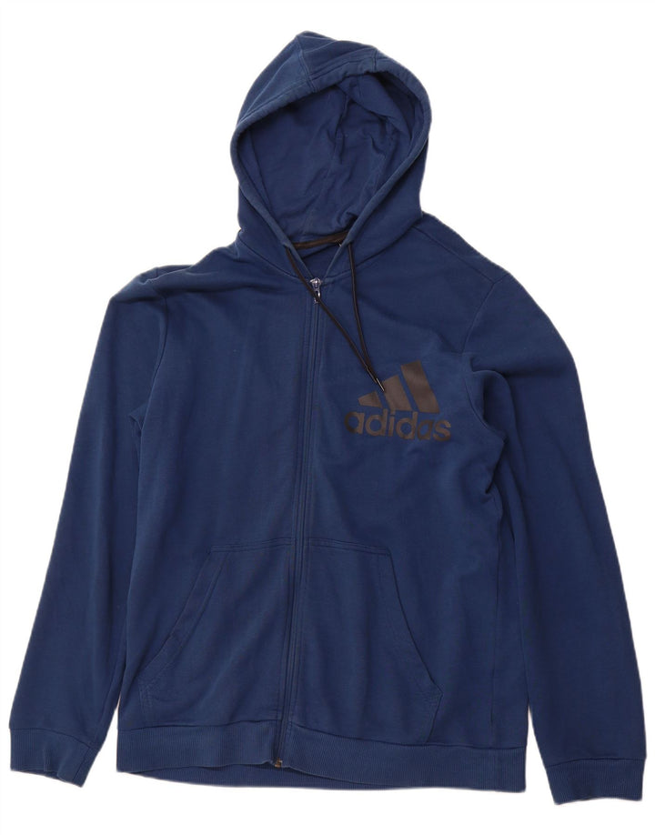 Pulover pentru bărbați ADIDAS Graphic Zip Hoodie, albastru mediu