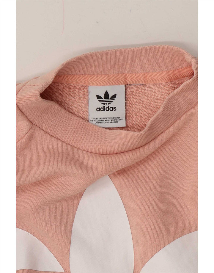Pulover de hanorac grafic Adidas pentru femei UK 14 Roz mediu