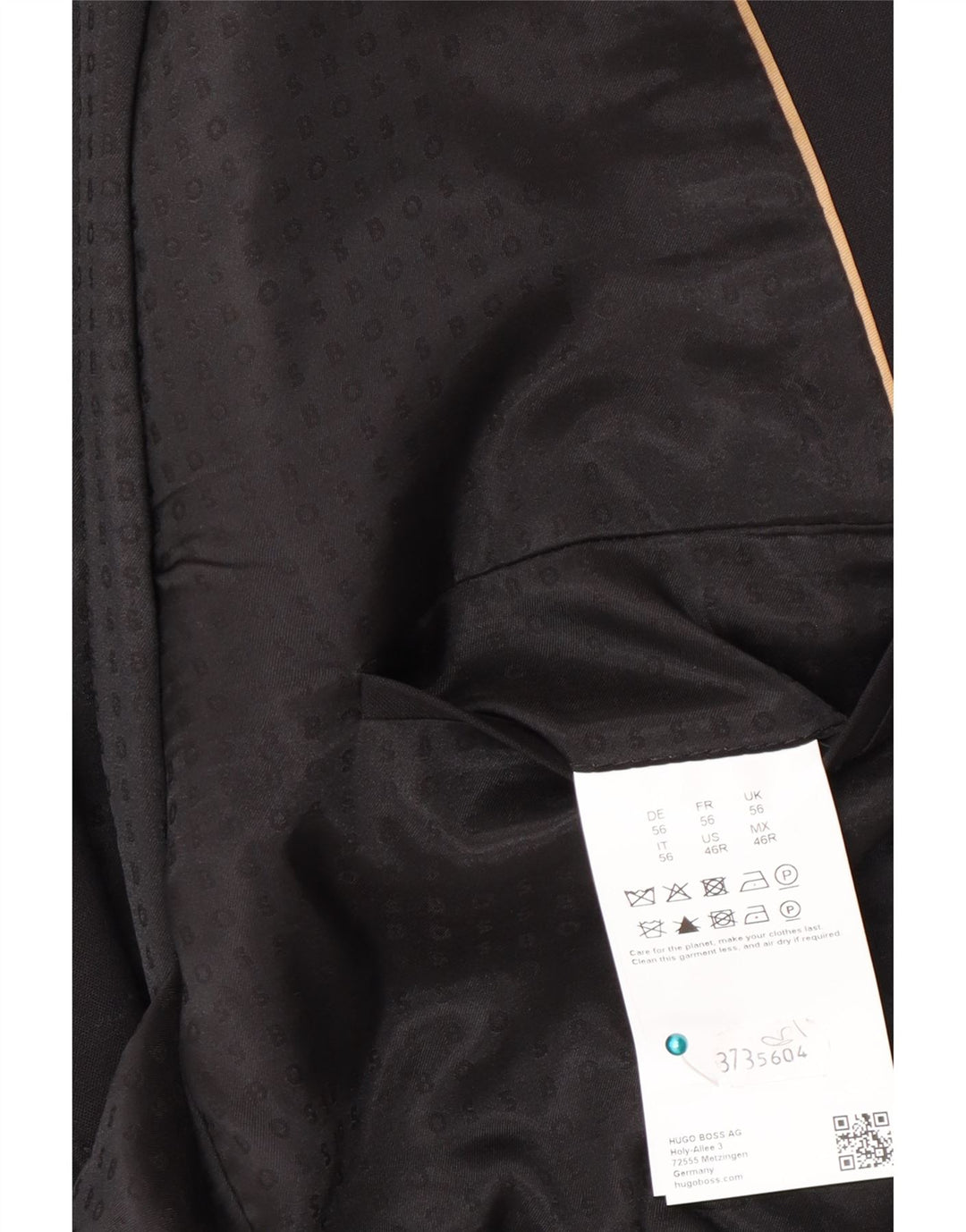 Blazer pentru bărbați Hugo Boss cu 2 nasturi EU 56 3XL Lână neagră