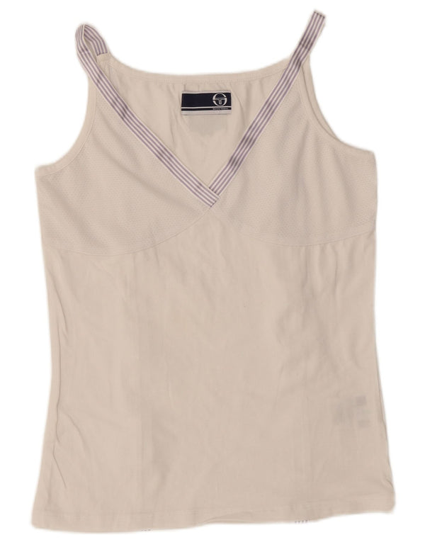 Sergio Tacchini Femei Vest Top UK 10 Small White Bumbac