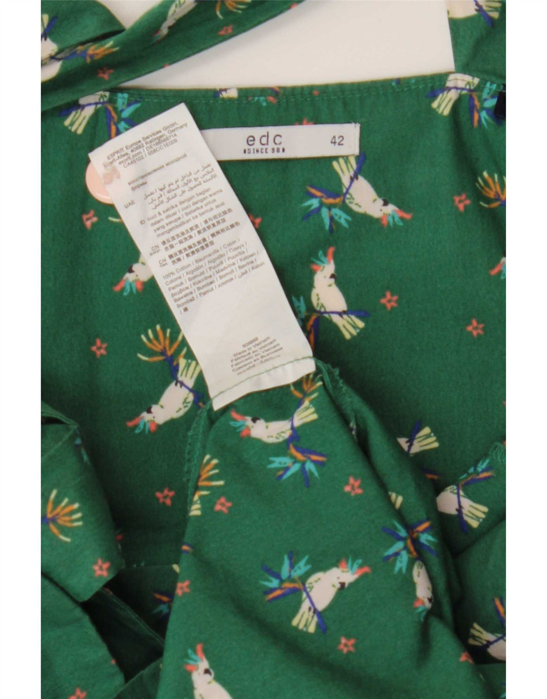 Rochie EDC pentru femei IT 42 Bumbac Floral Verde Mediu