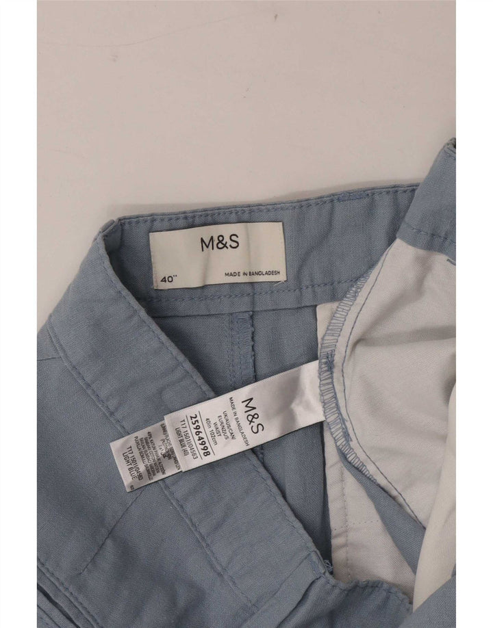 Pantaloni scurți chino pentru bărbați Marks & Spencer W40 XL Blue Linen