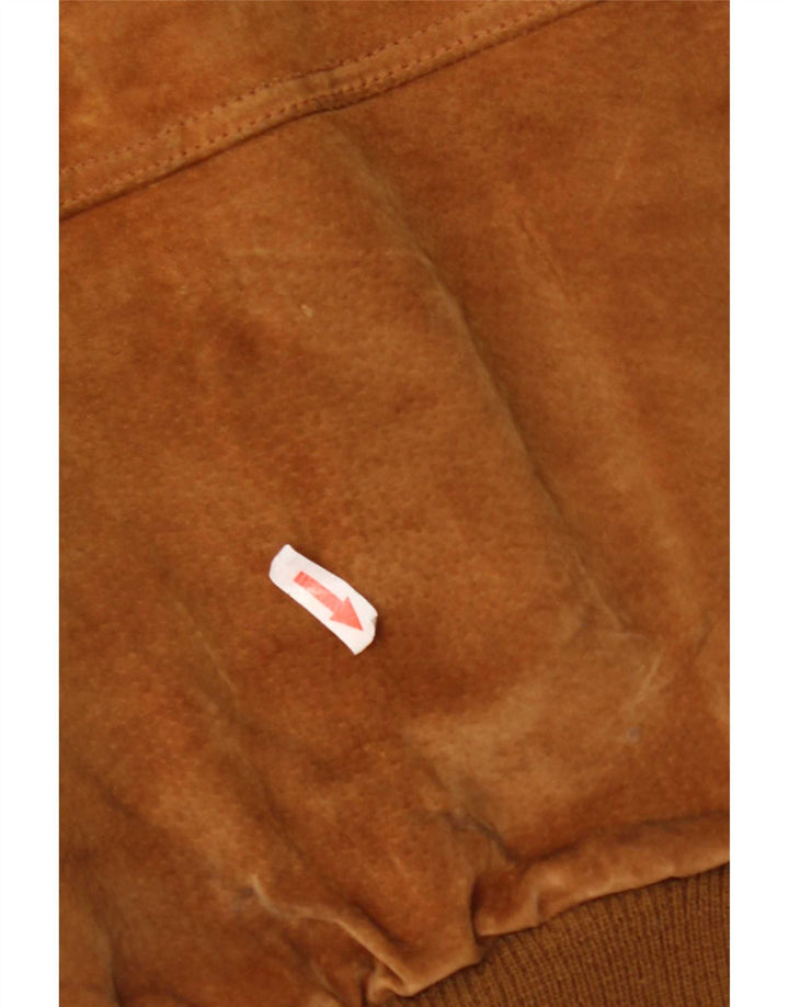 Bomber vintage pentru bărbați din piele intoarsa UK 40 mare, maro, poliester