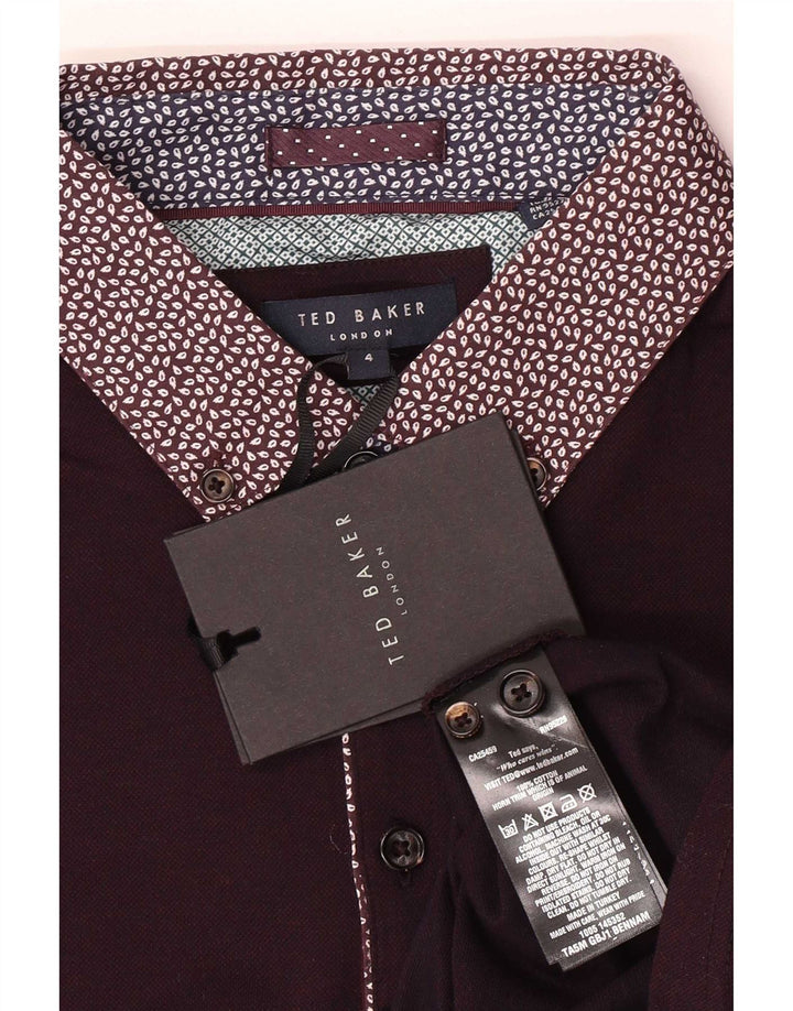 Tricou polo pentru bărbați Ted Baker Mărimea 4 mare, bumbac cu pete maro