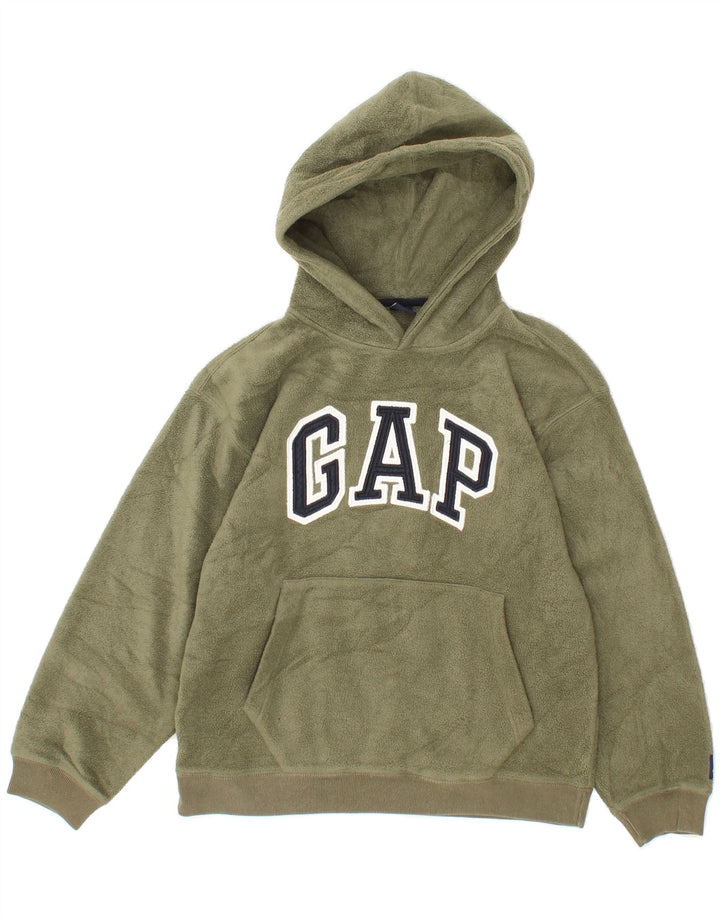 GAP Boys Hooded Fleece Jumper 11-12 Years Large Khaki Polyester Vintage Gap and Second-Hand Gap from Messina Hembry 