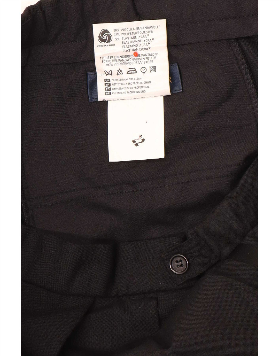 Pantaloni de costum pentru bărbați Marks & Spencer L36 L31 Lână neagră