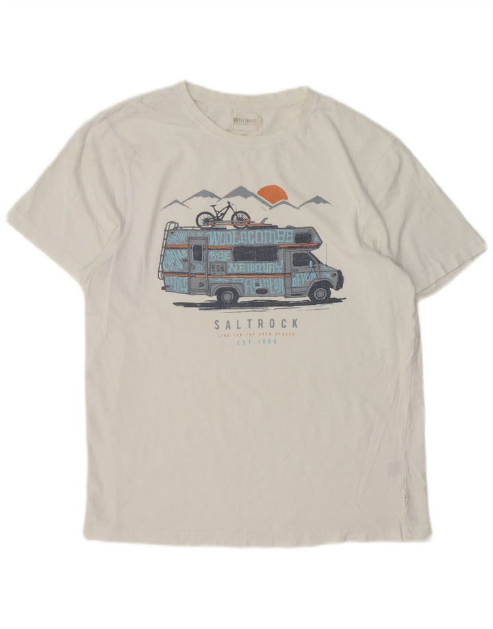 Tricou grafic Saltrock pentru bărbați Top mic Bumbac alb