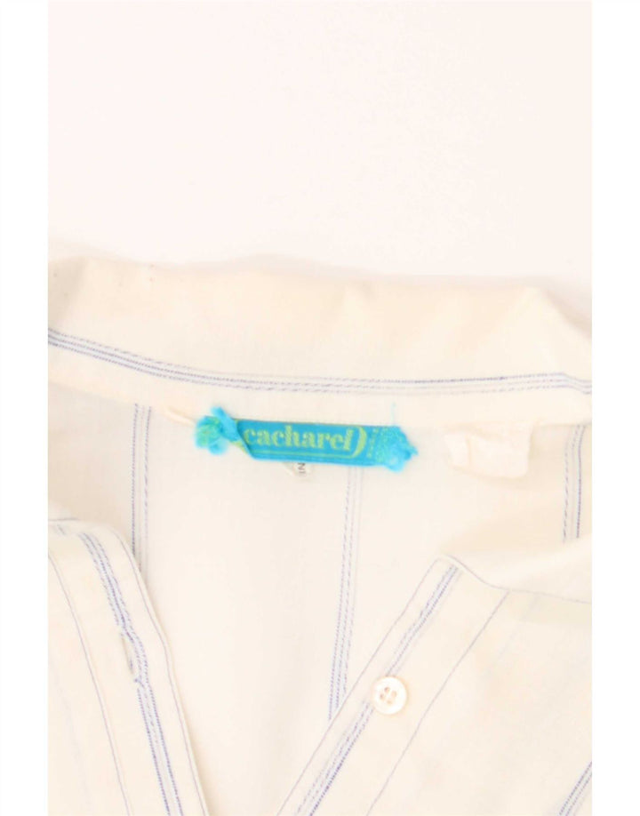 Cămașă pulover cu mânecă scurtă pentru femei Cacharel UK 12 Medium White Pinstripe