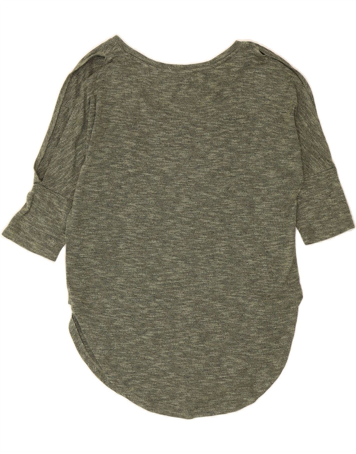 MOSSIMO Womens Short Sleeve V-Neck Jumper Sweater UK 14 Medium Green Rayon Vintage Mossimo and Second-Hand Mossimo from Messina Hembry 