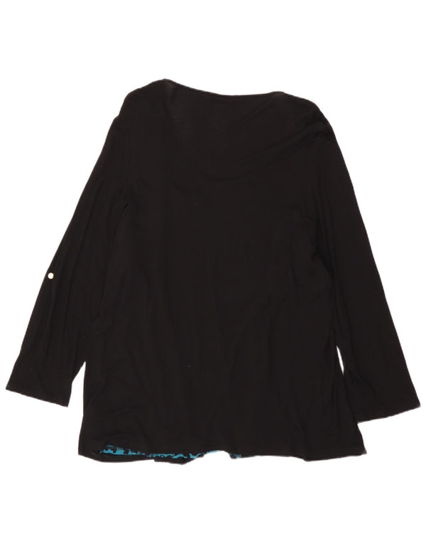 Bluză cu mâneci 3/4 pentru femei Marks & Spencer UK 24 4XL negru cu imprimeu animal