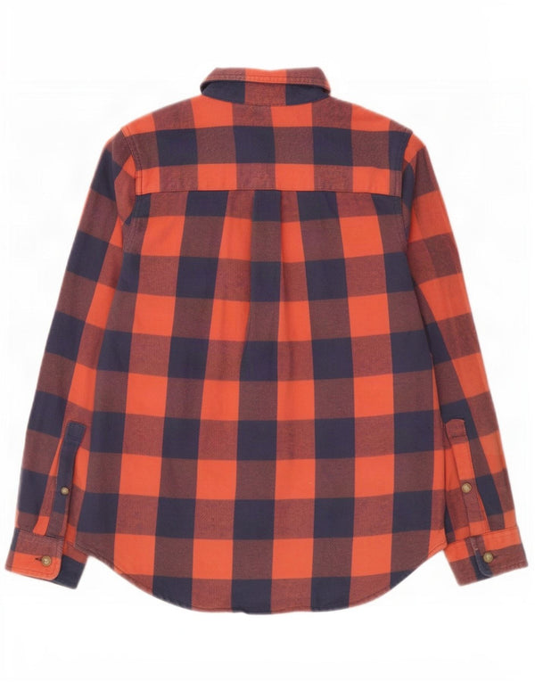 Cămașă de flanel supradimensionată pentru femei L.L.Bean UK 6 XS bumbac vichy portocaliu