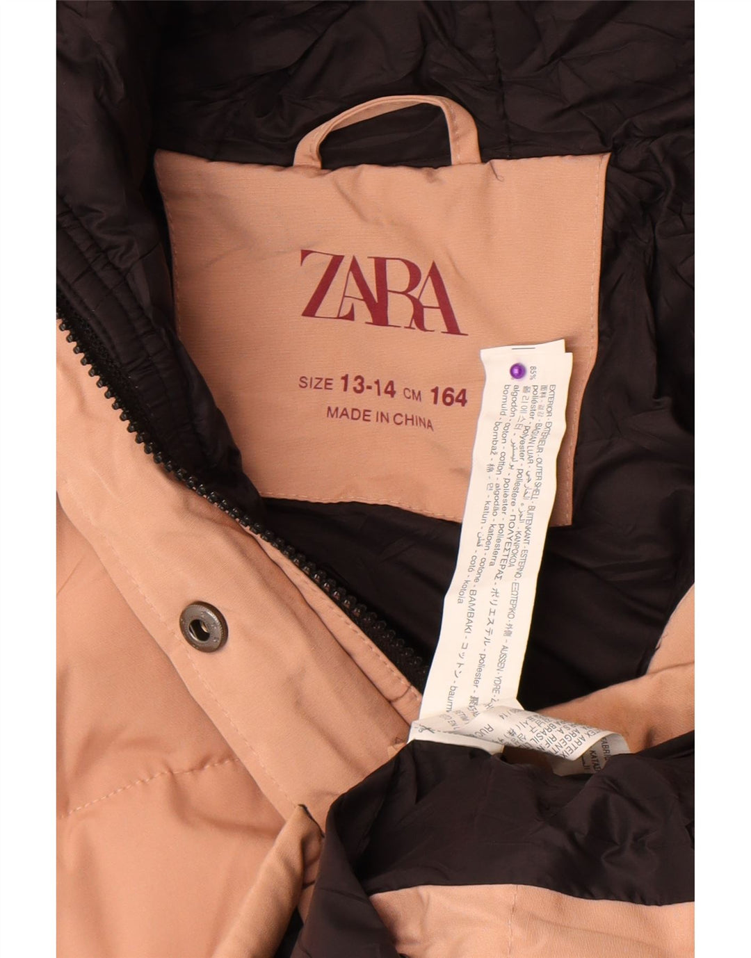 Jachetă căptușită cu glugă pentru fete Zara 13-14 ani poliester roz