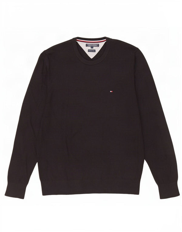 Pulover Tommy Hilfiger pentru bărbați, cu gât crew, bumbac mare, negru