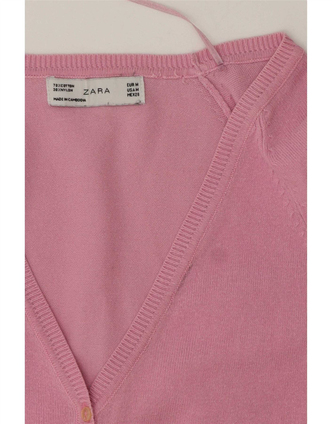 Pulover cardigan pentru femei Zara UK 12, bumbac roz mediu