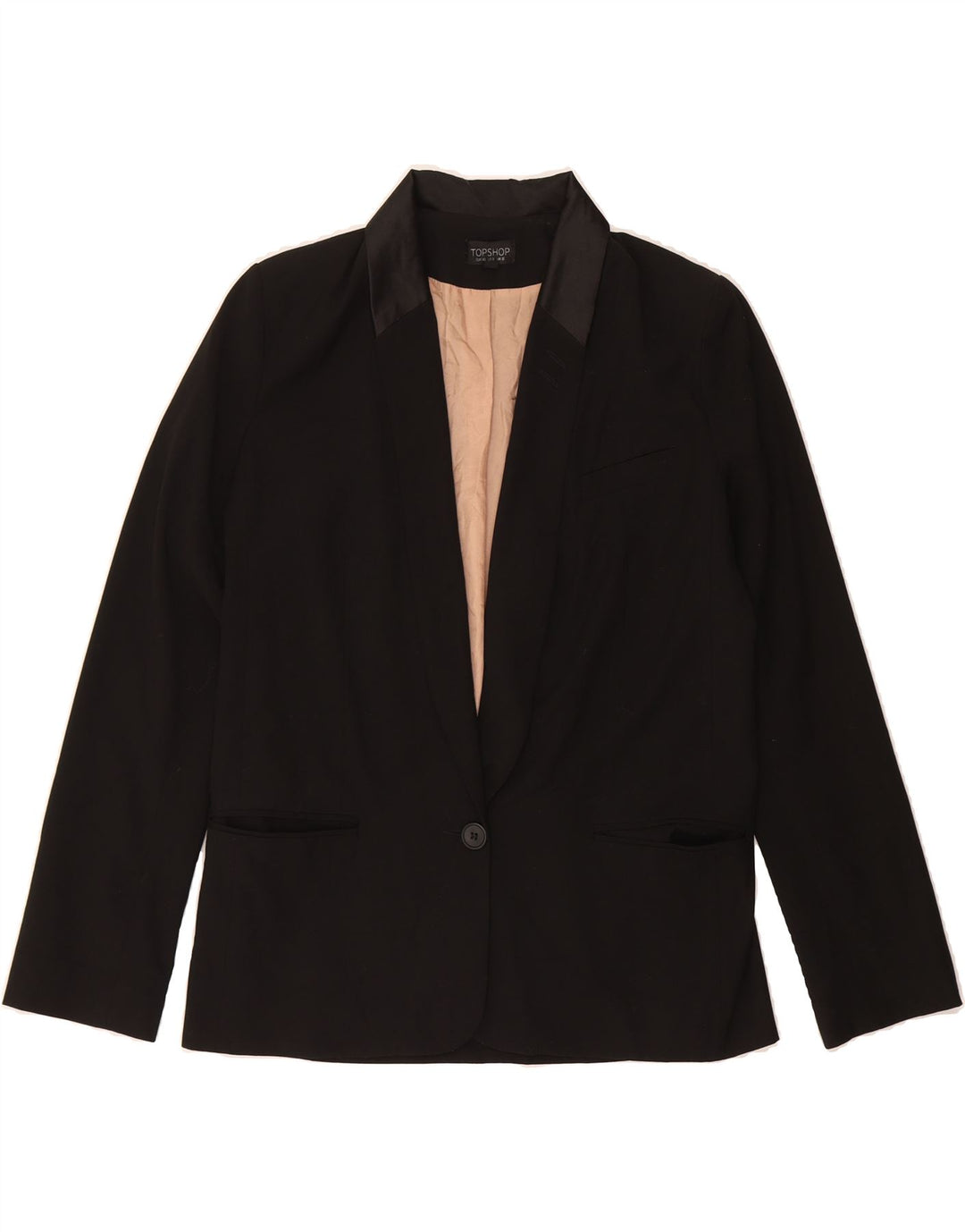TOPSHOP Womens 1 Button Blazer Jacket UK 12 Medium Black Polyester Vintage Topshop and Second-Hand Topshop from Messina Hembry 