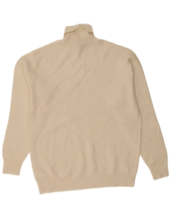 Pulover vintage pentru bărbați cu gât rulat XL din lână alb