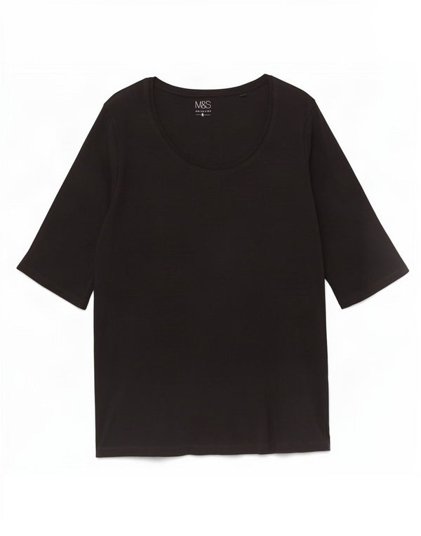 Tricou pentru femei Marks & Spencer Top UK 16, mare, negru, bumbac