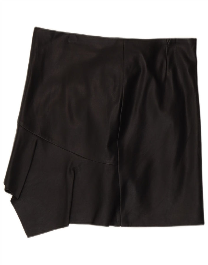 Fusta asimetrică din piele pentru femei Sisley UK 12 Medium W30 Poliester negru