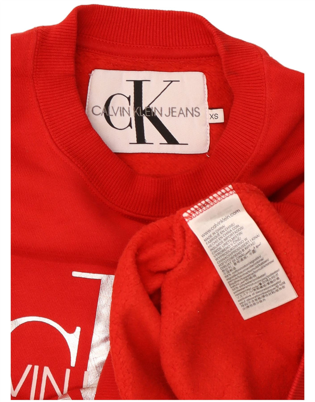 CALVIN KLEIN JEANS Hanorac oversize pentru femei Jumper UK 6 XS Roșu