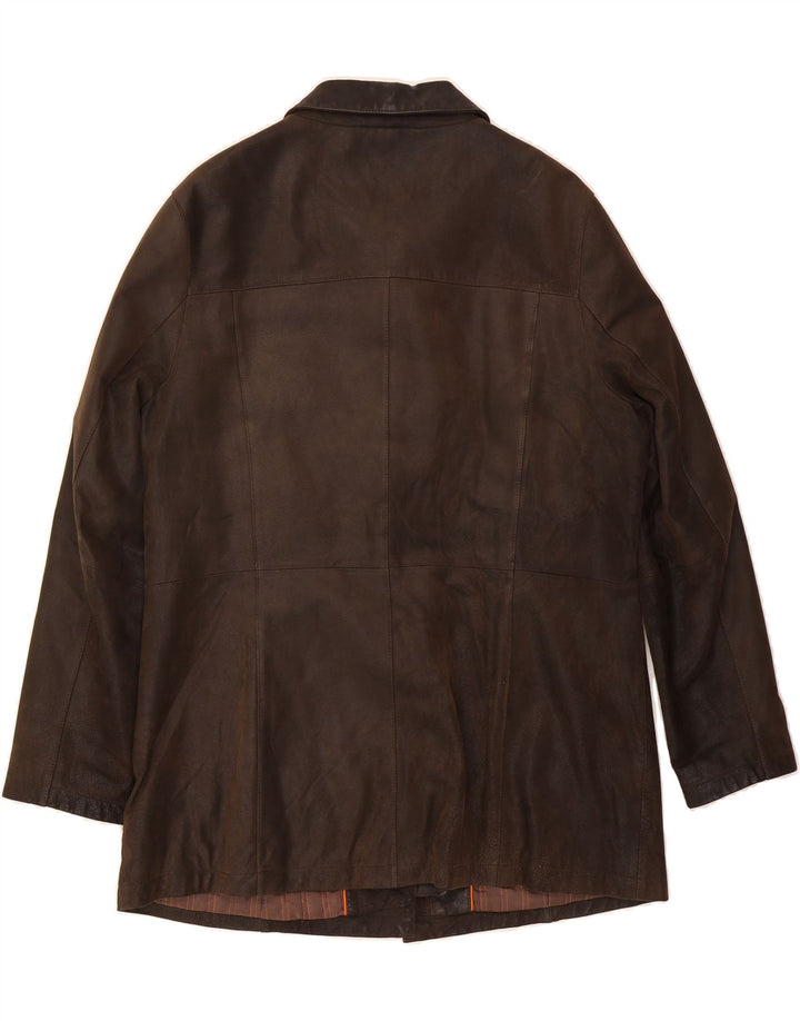 VINTAGE Womens Leather Duffle Coat UK 18 XL Brown Leather Vintage Vintage and Second-Hand Vintage from Messina Hembry 