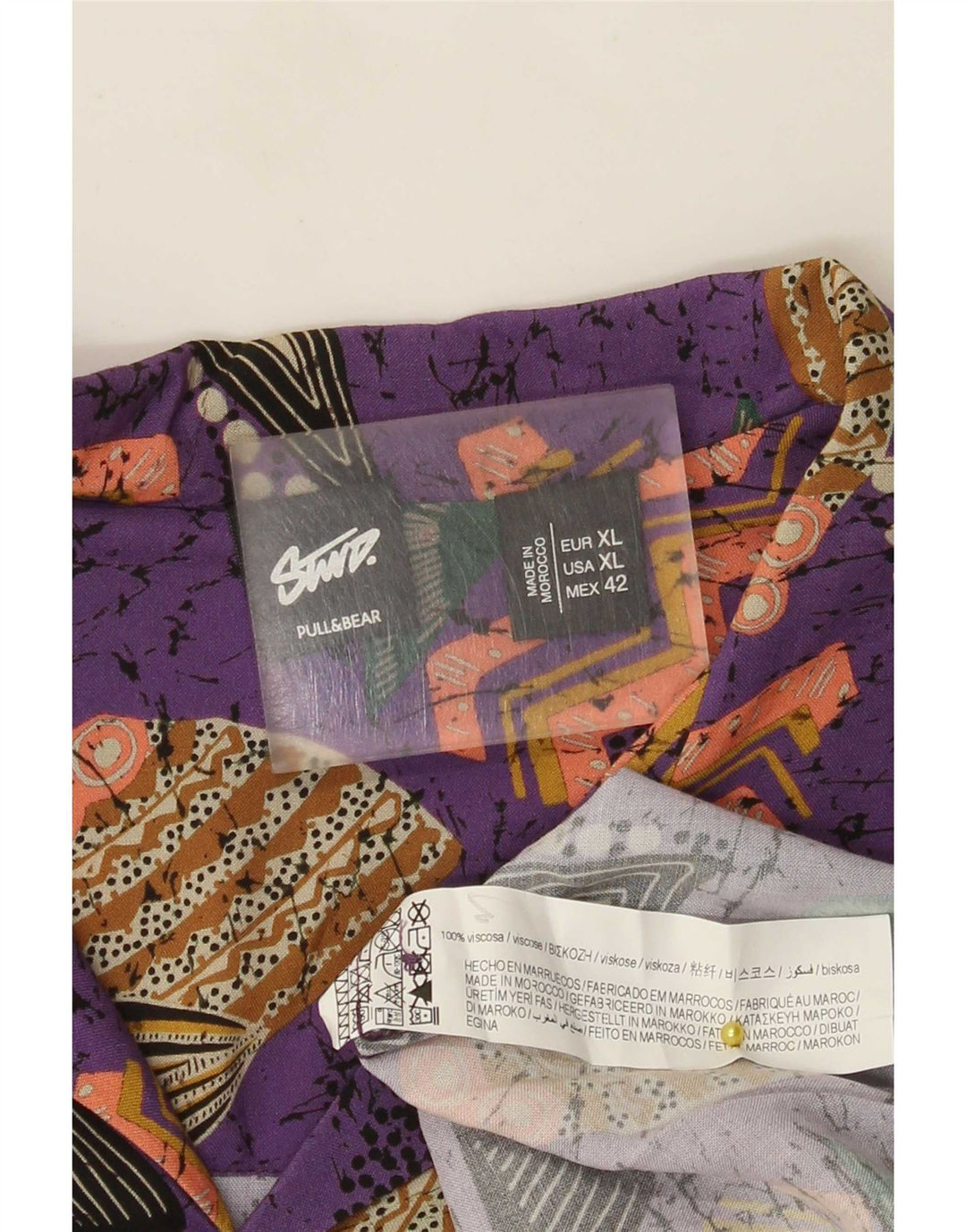 Cămașă hawaiană cu mânecă scurtă pentru bărbați Pull & Bear XL violet geometric